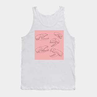 North American Predator Skulls Black Lines Pink Tank Top